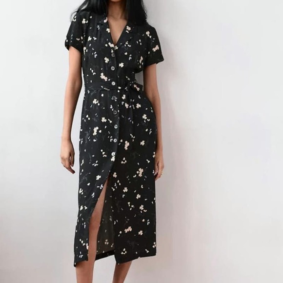 Wilfred Dresses & Skirts - Aritzia Wilfred Midi Button Down T-shirt Dress Floral